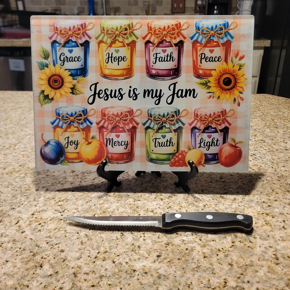 Jesus, Is My Jam Glass Cutting Board - Custom Made